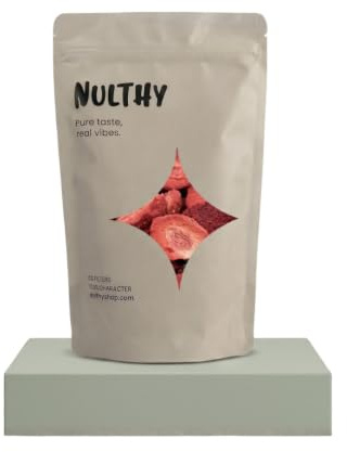 NULTHY 250g Fresas Liofilizadas - Snack 100% Natural, Sin Azúcar Añadido. Fruta Deshidratada Crujiente para Batidos, Cereales y Repostería. Nutrición Saludable y Deliciosa