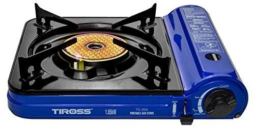 TIROSS TS-264 Réchaud à gaz pour camping avec plaque de cuisson en céramique infrarouge Pour pique-nique Cartouche de gaz butane (non incluse) Avec mallette