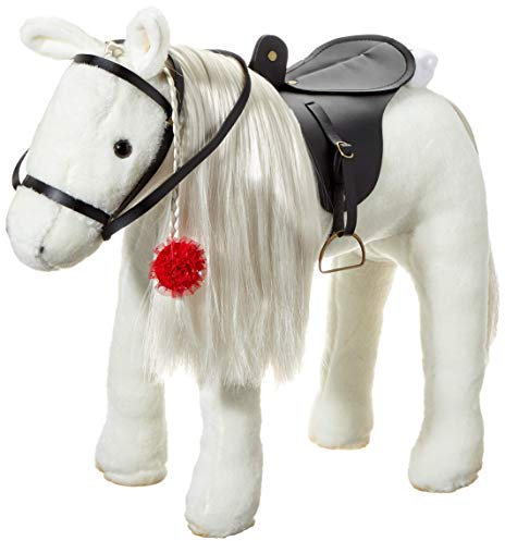 Götz 3403087 Lipizzaner Kämmpferd (Stockmaß 37 cm) - weißes Plüschpferd, Höhe ca. 52 cm für Stehpuppen - mit Sattel, Zaumzeug und Picknickdecke