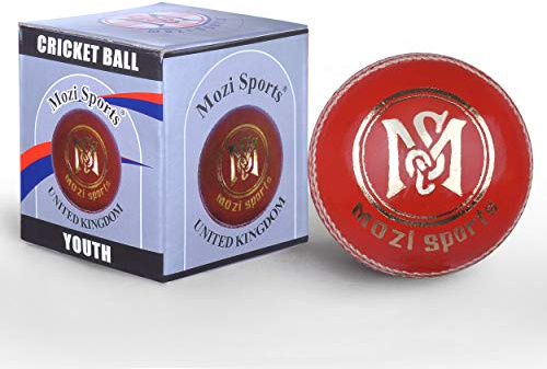 Mozi Sports® Palla da cricket per ragazzi e ragazzi, in pelle, peso 135 g (rosso)