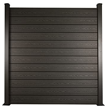 Ventanara® WPC Zaun Sichtschutzzaun Steckzaun Gartensichtschutz Komplettset 188x190 inkl Aluminiumpfosten anthrazit (anthrazit, 1x Element + 2X Pfosten inkl. Aufschraubhülse)