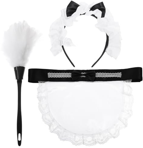 Gadpiparty Tablier de Soubrette avec Bandeau à Plumes pour Femme