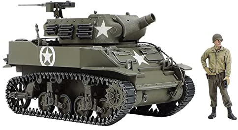 Tamiya 32604 1:48 US M8 hemmabänk självgående – modelltillverkning, plastbyggsats, hantverk, hobby, limning, plastbyggsats, olackerad, flerfärgad