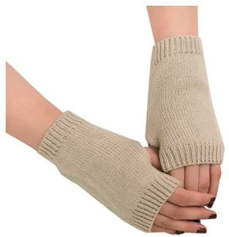Fingerlose Handschuhe Lang Handwärmer Stulpen Fingerlose Handschuhe Thermo Handschuhe Ohne Finger Pulswärmer mit Daumenloch Lederhandschuhe Damen Fingerlos Damen Herren