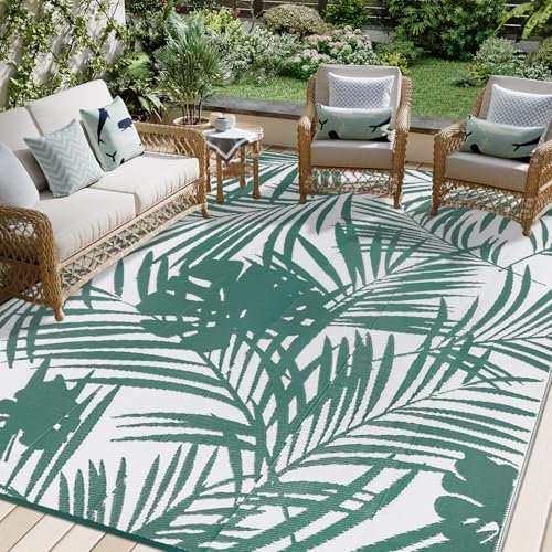 Famibay Outdoor Teppich Wetterfest Groß 180X270CM Outdoor Teppich Balkon Wasserfest Outdoorteppich Camping Leicht Faltbare Kunststoff Picknickdecke Wendbar für Terrasse Garten Balkon