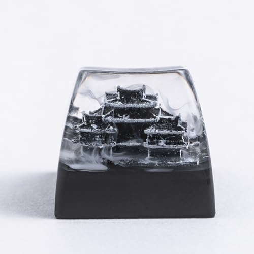 ULTRAEQUIP Artisan Keycaps - Epoxy Resin Handmade Keycaps Black Samurai Japanese Dojo Esc Replace Key 1U fit MX Switch for Mechanical Keyboard (Famous Landscape Series - Dojo)