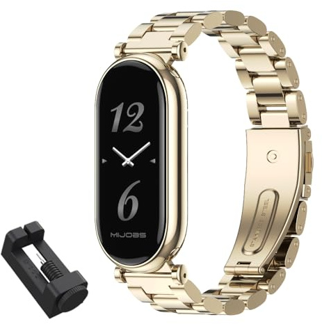 MIJOBS Armband kompatibelt med Xiaomi Mi Band 10/9/8 – rostfritt stål metallarmband ersättning för Xiaomi Mi Band 9 Smart Miband tillbehör