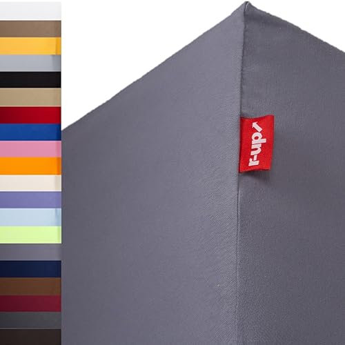 r-up Passt Spannbettlaken 20x 180x200-200x220 bis 35cm Höhe viele Farben 100% Baumwolle 130g/m² Oeko-TEX stressfrei auch für hohe Matratzen (grau)