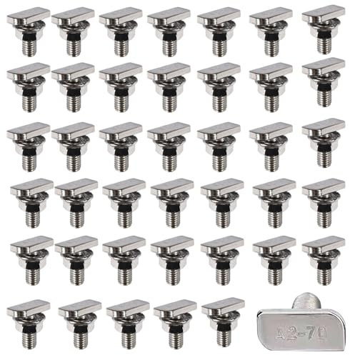 Juego de 40 tornillos de cabeza de martillo M8 x 20 pernos de riel en T de acero inoxidable A2-70 con tuerca de brida para módulo de PV, para rieles de montaje solar fotovoltaicos invernadero y perfil