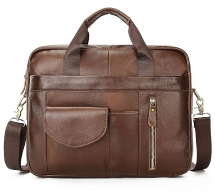 FANDARE Herrportfölj axelväska läder man 15,6 tum laptopväska damer handtag väska arbetsväska affärshandväska bärväska axelväska äkta läder budbärare crossbody plånbok
