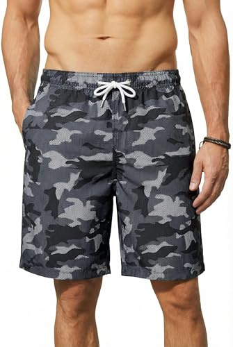 Enlision Bañadores Hombre Natación Secado Rápido Bañador Gris Hombre Piscina Verano Pantalones Cortos Moda Bermudas Traje de Baño con Forro de Malla para Playa Surfero Vacaciones Deporte XXL