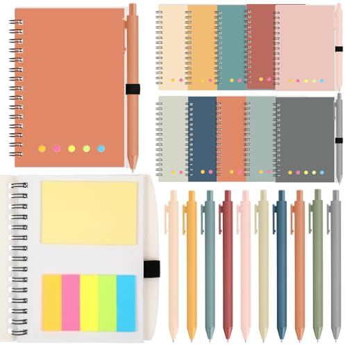 Chuangdi 20 Sets Employee Appreciation Gifts Spiral Notebook Aesthetic Notepads Sticky Notes Bulk with Candy Color Ballpoint Pen Marker Colored Index Tabs for Team Coworkers Student Teacher(Boho)