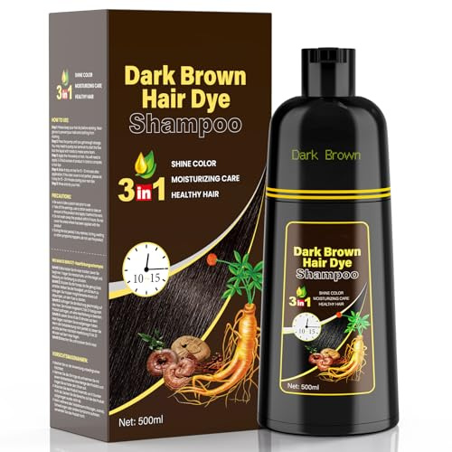 Champú para Tinte para el Cabello Marrón Oscuro para Hombres y Mujeres, Champú para Color de Cabello Gris (Marrón Oscuro)