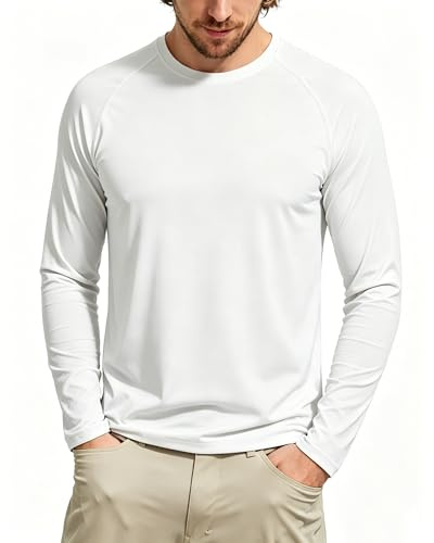 Tansozer Hombres UV Rash Vest UPF 50+ Camisetas de Natación con Secado Rápido y Manga Larga Deportes Top para Pesca Senderismo Watersport Correr