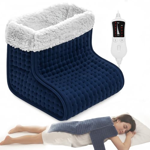 Tabksola Chauffe-pieds électrique 2 en 1, chauffage des pieds, 30 à 65 °C avec 9 niveaux de température, fonction d'arrêt automatique jusqu'à 12 heures et protection contre la surchauffe, lavable.