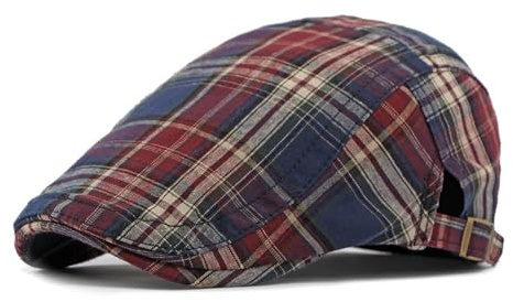 Gorra de repartidor de periódicos a cuadros para hombre, ajustable, de verano, plana, de algodón, boina escocesa, plana, de repartidor de periódicos irlandés, sombrero de taxista
