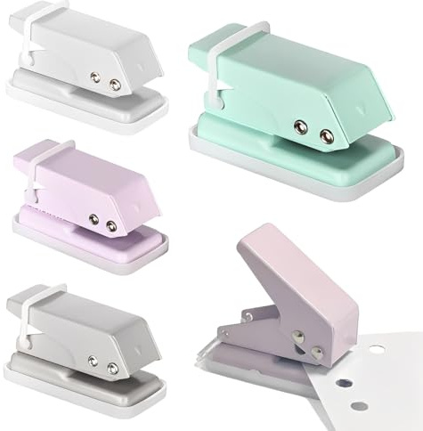 THQAE 4pcs Mini Perforatrice Manuale Multifunzione Portatile,Perfora Facilmente Carta, Cartone, Plastica, Ideale per Album Fotografici, Souvenir e Segnalibri,Viola, bianco, grigio, verde