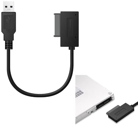 LifgWas Cable Adaptador USB a SATA 7+6 Pines, Convertidor Externo USB 2.0 para Lector de CD/DVD DVD-ROM de Portátil, con Tornillo de Fijación, Plug & Play