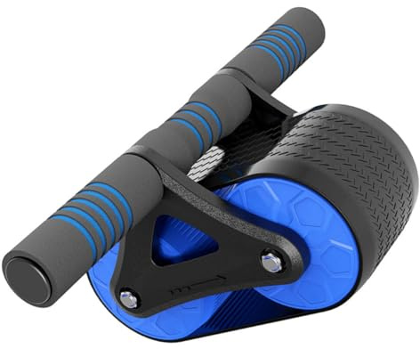 Healvian Roue Abdominale Automatique à Retour Automatique Rouleau d'Entraînement Abdominal Bleu Appareil de Fitness pour Musculation des Abdominaux Renforcement du Dos Flancs Adapté