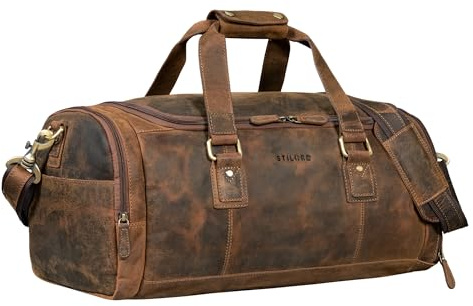 STILORD Salvador Robuster Weekender Herren Leder Reisetasche mit Schuhfach - Kleine Handgepäck Tasche 30L Sporttasche Echtleder Vintage Duffle Bag für Reise & Sport Farbe:Calais - braun
