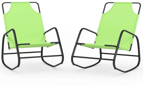 mtlskopl - Tumbonas mecedoras de textileno y acero revestido en aerosol, color verde, silla de relajación para terraza y balcón - Tumbona ergonómica - 89 x 58 x 93,5 cm