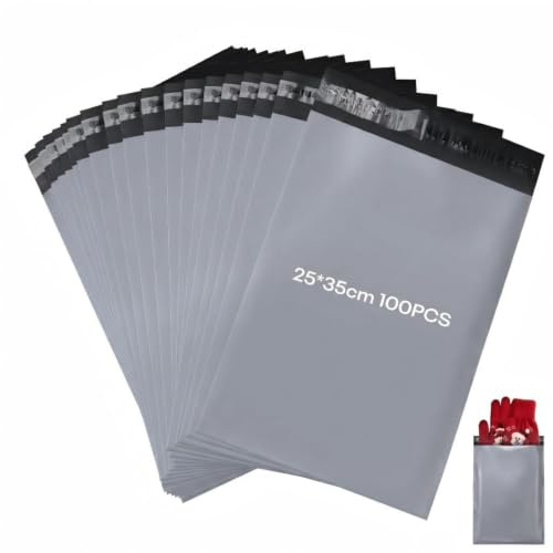 KOMABLEN 100 Pièces Enveloppe Plastique Expedition 25x35cm | 120 Micron Autoadhésive Emballage Colis Vinted, Opaque Imperméable, Pochette Colis Enveloppe Borse pour Vêtements, Chaussures
