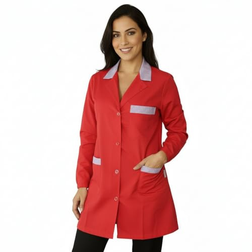 Camice da Lavoro, Maestra Asilo,Scuola Infanzia,Magazzino,Operaia,Sarta,Albergo, Donna (IT, Testo, M, Regular, Regular, Rosso)
