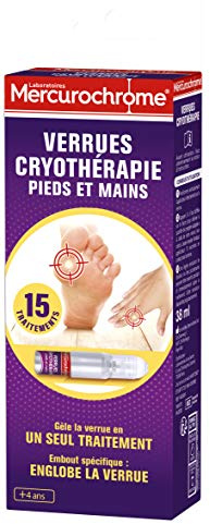 MERCUROCHROME - Verrues Cryothérapie Pieds/Mains Efficace en Seul Traitement - Traitement par le Froid - Applicateur pour Positionnement Précis - 15 Utilisations - 38 mL