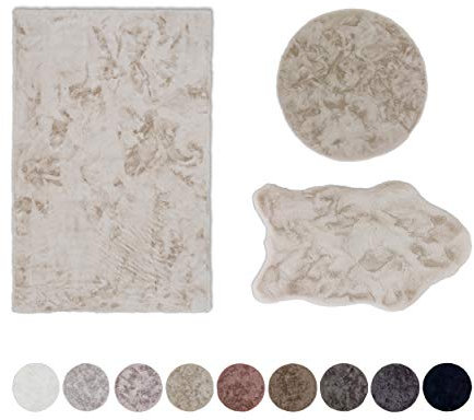 Schöner Wohnen Kollektion Kunstfell Teppich Tender – hochflor Shaggy Matte – Modellart Shape – luxuriöser Fellteppich – Vorleger mit Fellimitat – (Creme, 60 x 90 cm)