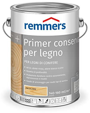 Remmers Fondo protettivo per legno incolore, 2,5 litri, impregnante a base di solvente per legno all'esterno, protezione del legno da funghi e insetti, traspirante, verniciabile