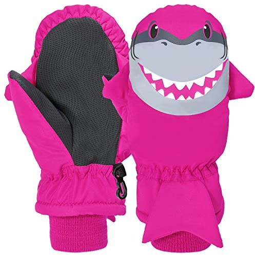 7-Mi Guantes de Nieve para esquí, Resistentes al Agua, para niños Calentador para Deportes al Aire Libre, a Prueba de Viento Nilón de Invierno para Tiburones de Invierno para niñas de 4-6Y