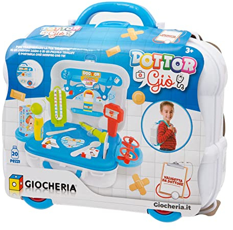 gioco Valigetta Banchetto Dottore 3 in 1 con Ruote
