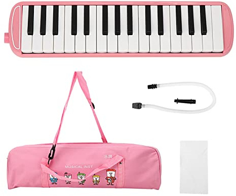 32 Keys Melodica Instrument Portable Soprano Melodica Air Piano Keyboard Musical Education Instrument for Beginners Pink