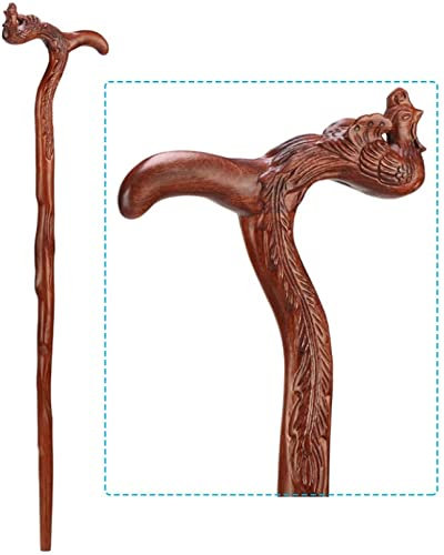 Canne en Bois Bâton de Marche Solide Robinet de Canne en Bois Bâton de Marche Séquoia Vieil Homme Béquilles Sculpture sur Bois Cadeaux d'anniversaire Bâtons pour Personnes âgées, Personnes âgées