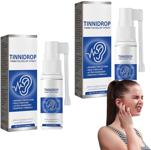 Spray Herbal para el Alivio del Tinnitus 2 piezas, Spray Auricular para Alivio del Tinnitus para los Zumbidos en los Oídos, Calma el Malestar, Reduce el Ruido del Oído y Mejora la Salud Auditiva