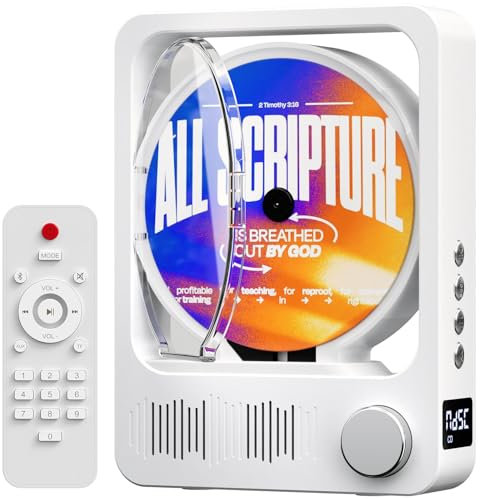 Reproductores de CD Portátiles de Escritorio para el Hogar Reproductor de CD Bluetooth con Altavoces, Control Remoto, Pantalla LED, Compatible con Tarjeta TF y AUX-in