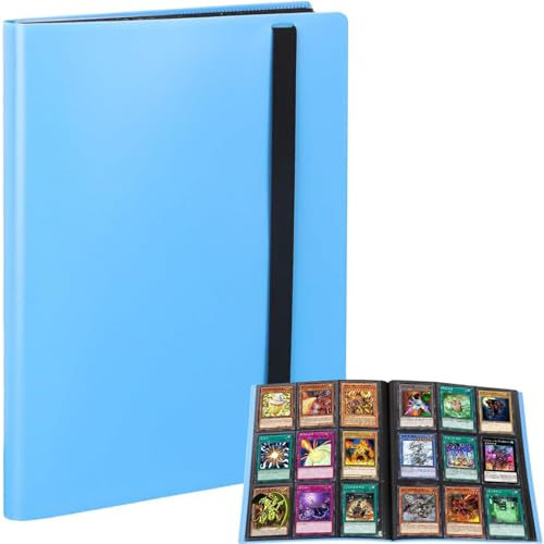 FYSL Álbum de Tarjetas Coleccionables Transparente con 360 Ranuras, para tarjetas Pokémon, Album para Cartas para Tarjetas TCG/CCG, Regalo para coleccionistas niños (Azul Celeste)