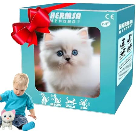 Chat robot - Jouet interactif en peluche pour chat - Jouet électronique avec fonction de course et d'interaction - Jouet éducatif pour et adultes - Divertissement de classe