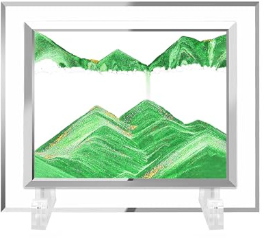 AzureLeap Art de Sable 3D Dynamique, Image en Mouvement, Sablier en Verre Carré, Paysage Sous-Marin 3D pour Décoration de Bureau et Maison [Vert-5]