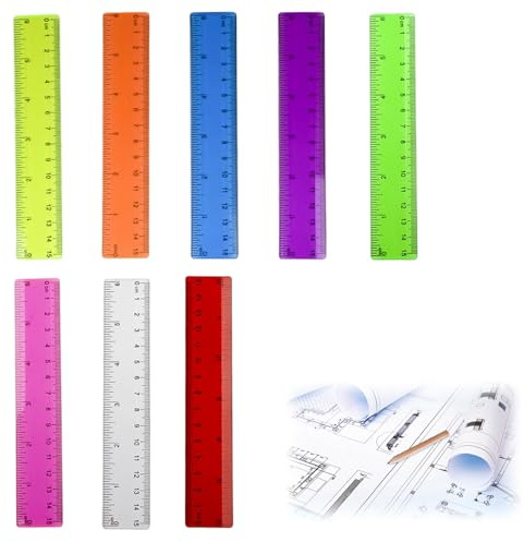 8 Stück Lineal 15cm Grundschule Kinder,Kunststoff Lineal,Bunt Transparent Lineal Set mit Metrische und Zoll,Kleines Lineal,Messwerkzeug Lineale,Unzerbrechlich Ruler für Schule,Büro,Zuhause (8 Farben)
