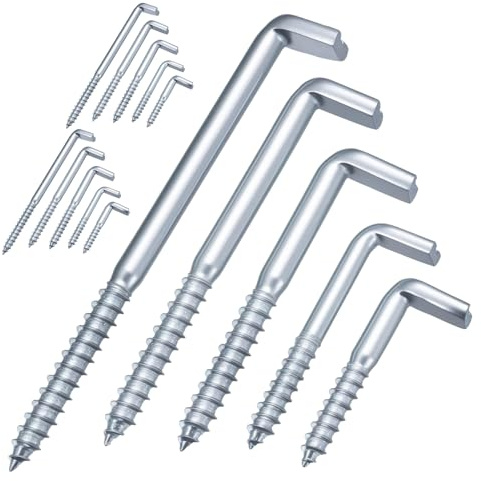 15 Pz Gancio a L Girevoli Ganci a Vite da Muro, Gancio a Vite Dritti con Croce, Ganci per Quadri in Galvanisierung Zink per Appendere Piante da Giardino, Luci, Tazze, Legno, Ufficio, Casa(5 Misure)