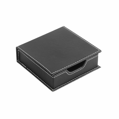 Porta foglietti adesivi in pelle, organizer per appunti, per scrivania, casa, ufficio, libri, quaderni, (nero)