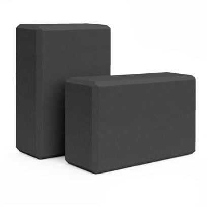 GOGO 2 Pack Black Yoga Blocks 9x6x3 Inch, High Density Foam Exercise Block for Meditation Balance Stretching