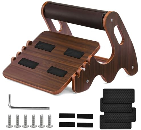Reposapiés Madera Soporte Pies 3 Alturas 7/9/11cm Antideslizante, Ajustable | Almohadillas antideslizantes, tornillos, llave Allen, sostiene pies, alivia piernas inquietas, balanceo ±60°, oficina y hogar