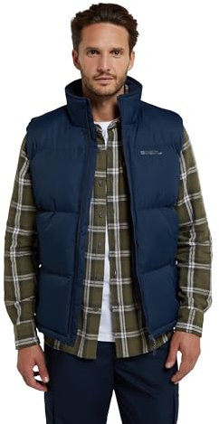 Mountain Warehouse Rock Mens Padded Gilet – Warm, Cosy & Waterproof Body Warmer with Fleece Lined Collar, Adjustable Hem - For Autumn, Hiking, Camping & Outdoors Navy XS