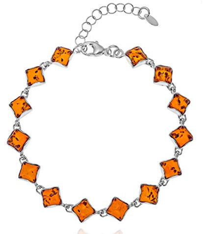 Copal Pulsera Ajustable Para Mujer Con Ámbar Báltico Y Plata Esterlina 925