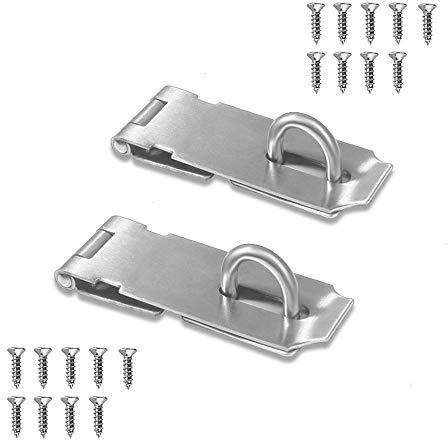 Door Locks Hasp Latch, 5 Inch Stainless Steel Safety Packlock Clasp Hasp Lock Latch, Extra Thick Gate Lock Hasp with Screws Brushed Finish 2 Pack (5inch)