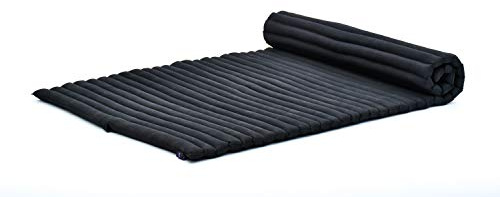 Leewadee - Hopfällbar Golvmadrass - Japansk Hopfällbar Futon - Tatamimatta - Gästsäng - Campingmadrass - Thaimassagematta - Kapokfylld, Svart