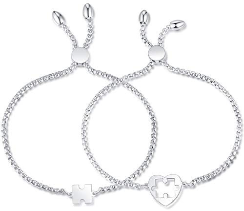 Gkmamrg Pärchen Ambänder 2er set Partnerarmbänder Puzzle liebesarmband für paare, silber liebesgeschenke Weihnachten Valentinstag Geschenke für partner