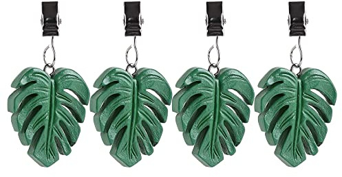 TwoFish Home Green Leaf Tablecloth Clamps Set of 4 Resin Green Leaves Table Weight Clips Pack of 4 Green Tablecloth Weights Clips 100% Handicraft Leaf Tablecloth Clamps S/4